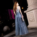 Dress Women 2025 Spring Year Will Be Dignified Atmospheric Long Thin Blue Fairy Gas Host Banquet Evening Dress