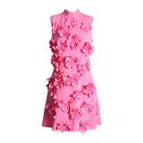 Temperament Famous Style Short Dress 2025 Spring New Heavy Industry Three-Dimensional Flowers Spliced With Dress Dress Woman