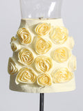 Niche Spliced Rose Flower Set Women's Clothing 2025 New Bubble Sleeve Top High Waist Half Skirt
