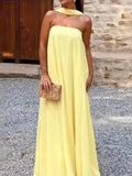 Court Style Chest Ribbon Dress 2025 New Women's Summer Loose Waist Showing Long Skinny Dress Women