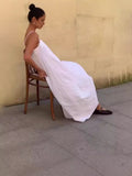Summer New Fashion Leisure Sleeveless Solid Color Temperament Sling Dress