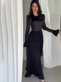 2024 New Folding Waist Thin Long Sleeves Big Set Of Famous Dress
