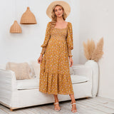 2025 New Spring Pregnant Woman Chiffon Dress Small Broken Floral Dress Maternity