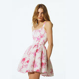 Body-Repair Party Dress With A Word-Letters To Receive Waist Sling Skirt Broken Roses
