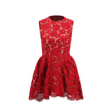 Dew Flower Mist Sleeveless Skirt Floral Lace Dress 2025 New Female Summer Collar Crooge Ponpong Skirt Dress Dress