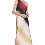 Comfortable Color-Collicted Gradient Elegant Shoulder High-Waisted Temperament Dress