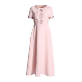2025 New High-End Heavy Industry Nail Diamond Dress High Waist Round Bow Dress Woman