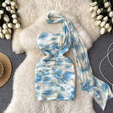 Sheath Strapless Blue Floral Holiday Dresses Short Length Women's Dress SD1275