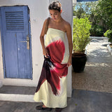 Women's Clothing 2024 Summer New Printed Chest Exposed High-Rise Dress DJPT