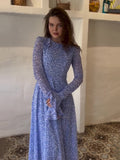 White-Wave Dot Splicing Lotus Leaf Sleeve Doll Collar Sweet Long Sleeve Thin Small Dress