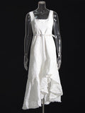 Holiday Dress 2025 New Square Collar Sleeveless Lace Design Mid-Rise Irregular Dress Woman