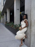2024 Hand-Woven Jasmine Rope Shoulder Strap Bag Tuxedo Dress LX0104