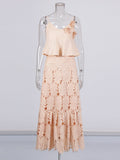 Niche Wind 2025 Summer New Sling Ribbon Leaves Design Three-Dimensional Flower Half-Body Dress Suit Woman