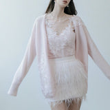 2024 New Lace Embroidered Cardigan Vest Feather Dress Tender Gentle Romantic Three-Piece Set