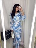 2025 New Broken Flower Design Chiffon Print Dress Woman