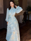 Spring Elegant Noble Long Sleeves Dynamic Romantic Temperament Hot Dress Dress Dress Woman