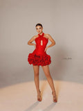 Female Sha Cloth Flower Lace Hanging Neck Sexy Ass Skirt High-End Famous Lady Beautiful Bandage Skirt