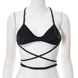 Women's Clothing 2025 Spring And Summer New Net Color Hanging Neck Strap Bare Back Short Hottie Vest DJPT