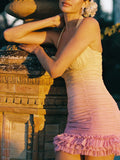 Wind Sexy Dating Neck Bag Hip Skirt 2025 New Low-Necked Waist Wood-Eared Dress Woman Summer