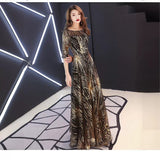 Sky Evening Dress 2025 New Spring Long-Term Skinny Noble Banquet Annual Conference Host Performance Dress Dress Woman