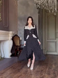 Summer New Lace Doll Collar Body-Point Printing Dress
