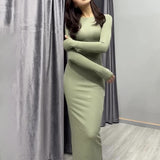 2024 Women's Fashion Sexy Tight-Groomed And Comfortable Solid Color Long Dress