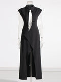Street Style Shirt Dress 2025 Spring New Collar Heavy Industry Tie With Body-In-Body Temperament Dress Dress Woman