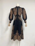 Early Spring And Autumn New Collar Embroidery Embroidery Process Single Buckle Waist Long Dress Woman