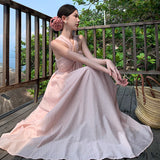 New Summer Photo Wearing Hanging Neck Beach Dress Sanya Seaside Holiday Dress Woman