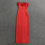 Braided Tat-Carnated Feathers Elegant Tight-Bossed Party Party Dress Dress