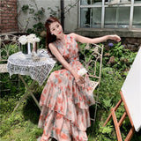 Tourism Wearing Bare Back Seaside Holiday Dress Bohemia Long Dress Hanging Neck Super Fairy Dress Women's Beach Dress