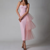Summer Women's Dinner Dress Dress High Bullµ¯ Pressed Net Yarn