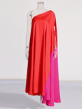 Dress 2025 New Color Personality Slant Shoulder Loose Summer Long Dress