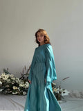 Autumn New Strap-In-String Diamond Collection Waist Thin Horn Sleeves Big Name Dress