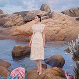 2025 Lace Yarn Embroidery Line Lace Splicing Medium Long Dress Dress 817