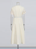 Temperament Famous Style Dress 2025 Summer New Nail Drill Three-Dimensional Flowers Hollow Waist Thin Dress