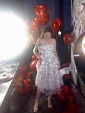 And Summer 2025 Color Three-Dimensional Flower Embroidery Mesh Splicing Bra Dress Dress Dress Woman