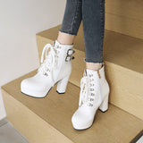 Size Size Women's Shoes Women's Boots Coarse Heel High Heel Short Boots Lace Martin Boots Autumn And Winter Women's Boots High Quality Shoes
