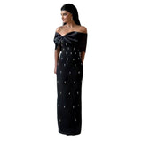 Temperament Dress Sexy Shoulder Name Party Dinner Dress Banding Skirt