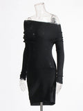 Simple Style Knitted Dress 2025 Spring New Word Collar Curved Knit Dress Woman
