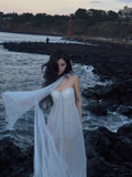 High-End Fluttering Ribbon Wiggle Mesh Patched Tset Dress Women's Holiday Birthday Party Evening Dress