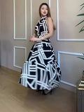 Summer New Fashion Temperament Round Collar Printing Dress