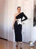 New Fashion Sexy Flowers To Wear A One-Shoulder Banded Dress Light Luxury Niche Evening Dress