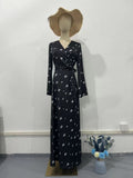 2024 Spring New V-Neck Temperament Bubble Sleeves To Close The Waist And Crushed Flowers Gentle Wind Dress Woman