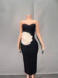 Mid-Rise Fabric Flower With Bra Banded Dress Famous Style Temperament Beautiful High-End Dress
