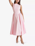 Summer Women's New French Dew Solid Color Premium Holiday Dress