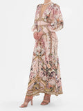 Niche Brand CML Retro Goddess Fairy Print V Collar Sexy Big Swing Flowing Dress