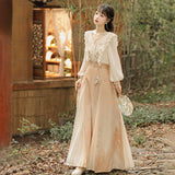 Design Autumn Evening Chinese Style Women's Clothing Element Half Dress Set 8829