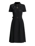 Temperament Style Dress 2025 Summer New Collar Hollow Crouses To Collect Belt Long Dress Women's Dress