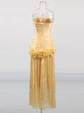 Yuanfeng Light Luxury Evening Dress 2025 New Women's Summer Breast Flavor Flavor To Waist Leaf Sides And Matching Dresses